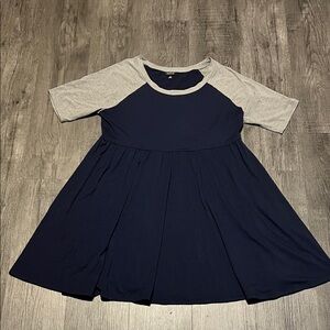 Stylish Navy and Gray Women's T-Shirt Dress Size 2